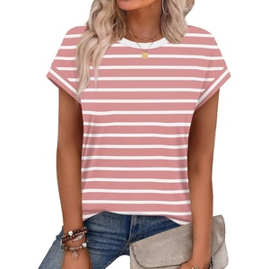 image:imageAlaroo Womens Summer Tops Short Sleeve Shirts Crew Neck Cute Trendy Tunic Blouses S3XLPrint 43