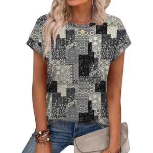 image:imageAlaroo Womens Summer Tops Short Sleeve Shirts Crew Neck Cute Trendy Tunic Blouses S3XLPrint 56