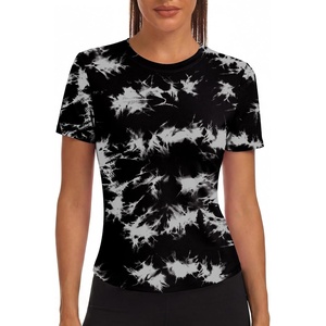 image:imageAlaroo Womens Summer Tops Short Sleeve Shirts Crewneck Basic TeeBlack White Print