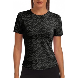 image:imageAlaroo Womens Summer Tops Short Sleeve Shirts Crewneck Basic TeeLeopard Print