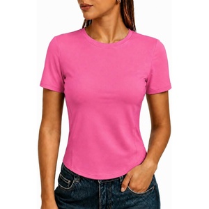 image:imageAlaroo Womens Summer Tops Short Sleeve Shirts Crewneck Basic TeePink