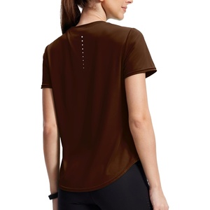 image:imageAlaroo Womens Summer Tops Workout Short Sleeve Crewneck T ShirtsBrown
