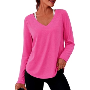 image:imageAlaroo Womens Workout Tops Reversible Long Sleeve VNeck ShirtsPink