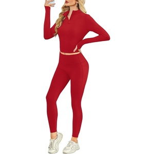 image:imageAlaroo Workout Sets for Women 2 Piece Fashion Clothing 14 Zip Fall Outfits04 Red