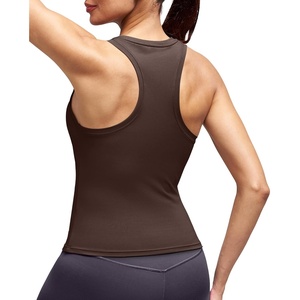 image:imageAlaroo Workout Tops for Women Sleeveless Racerback Tank TopsDark Coffee Brown